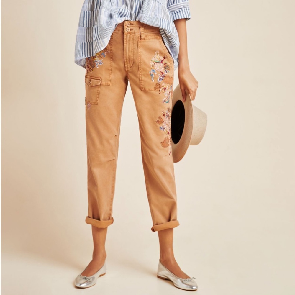 Anthropologie Wanderer Embroidered Cargo Pants Size 26